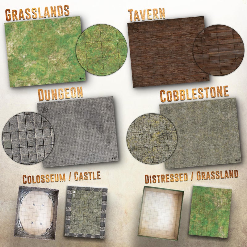 Melee Mats DND Map Starter Set - 22â€ x 26" Double Sided, Wet & Dry Erase Battle Terrain Grid for Dungeons and Dragons - Tabletop Board Gaming Kit with Accessories - Image 3